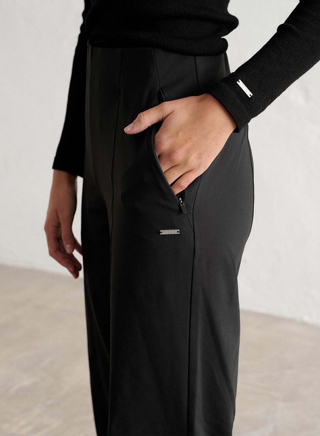 Femme Pantalon Chaud à Plis Noir 4/6