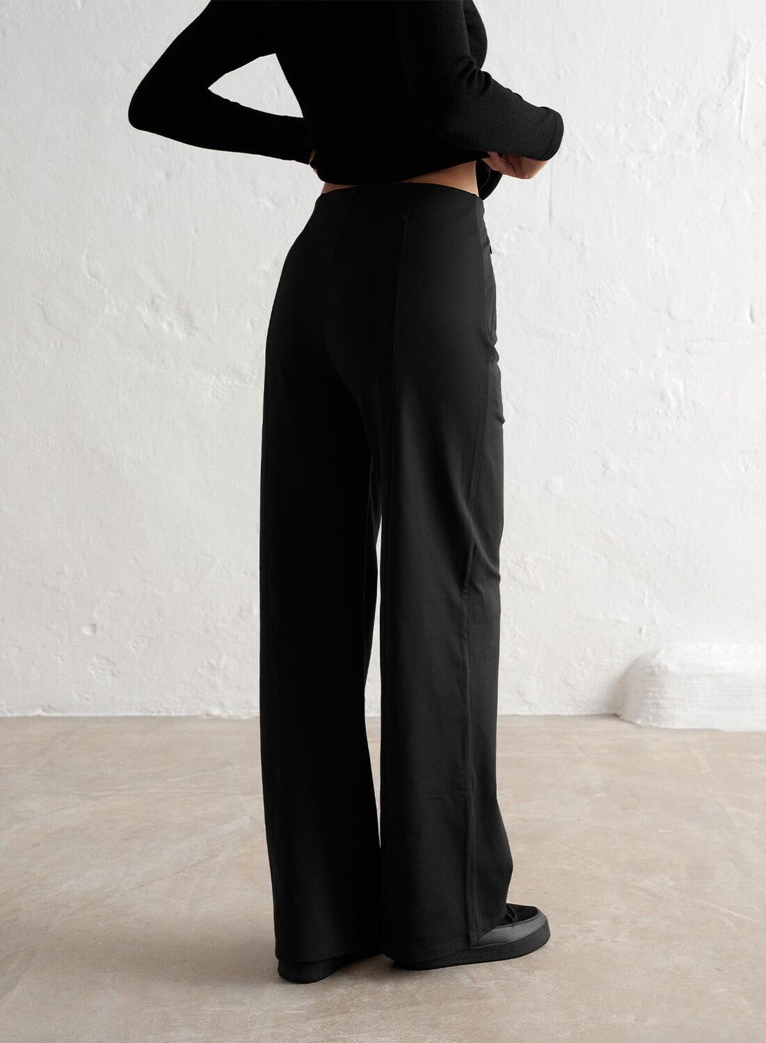 Femme Pantalon Chaud à Plis Noir 6/6