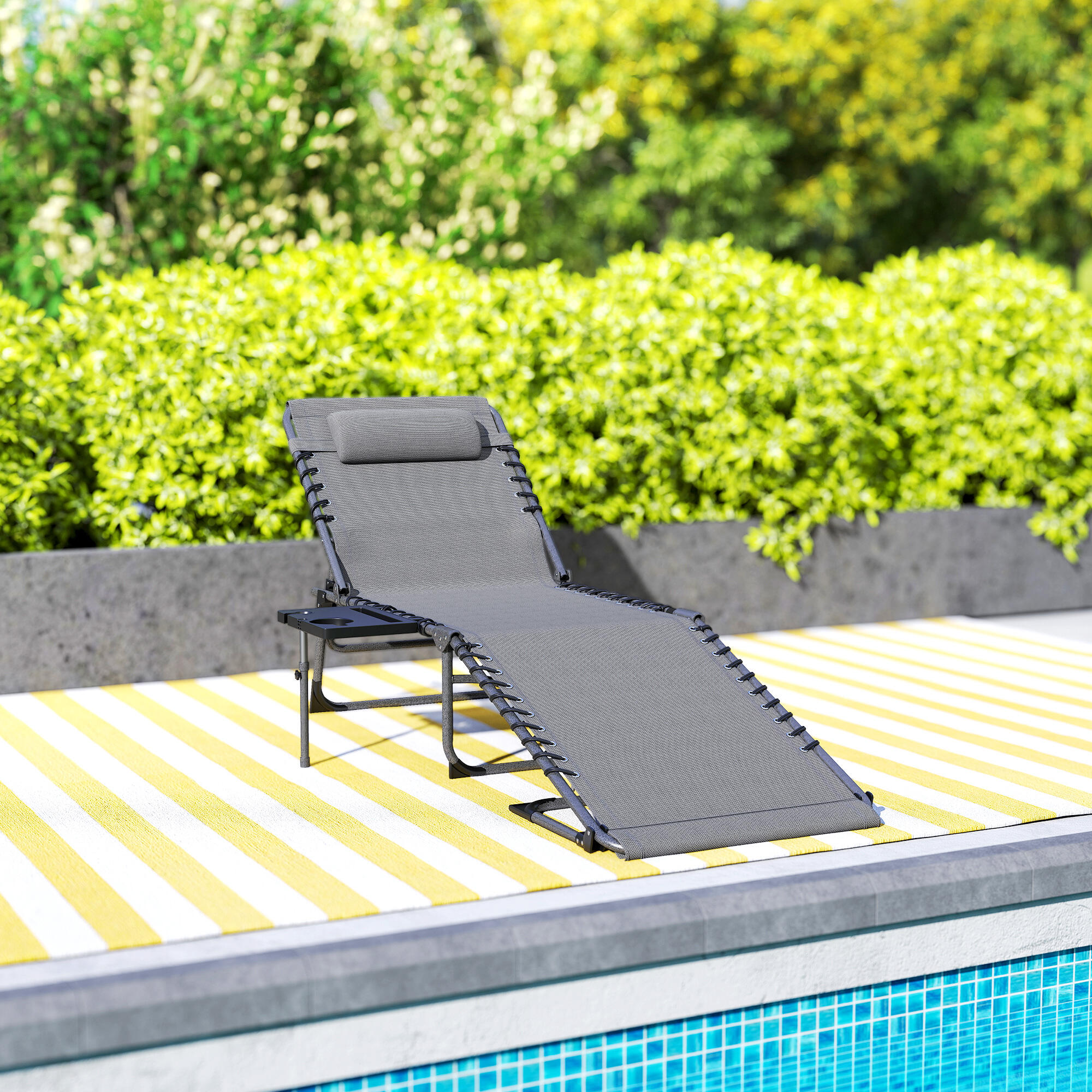 Tumbona Plegable Outsunny 190x60x31 cm Gris 5/7