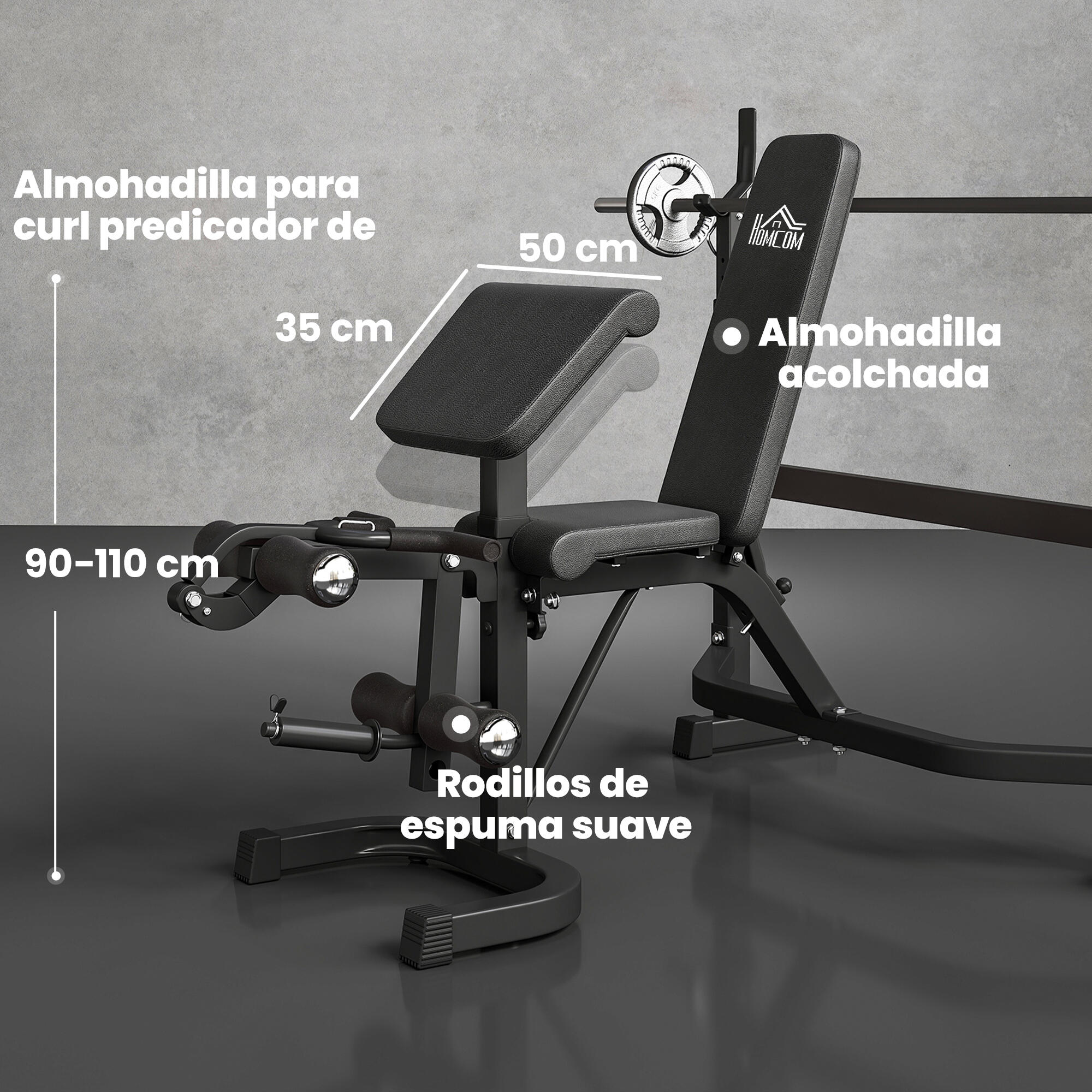 Banco de Musculação Multifuncional 187x140x136 cm Preto HOMCOM 4/7