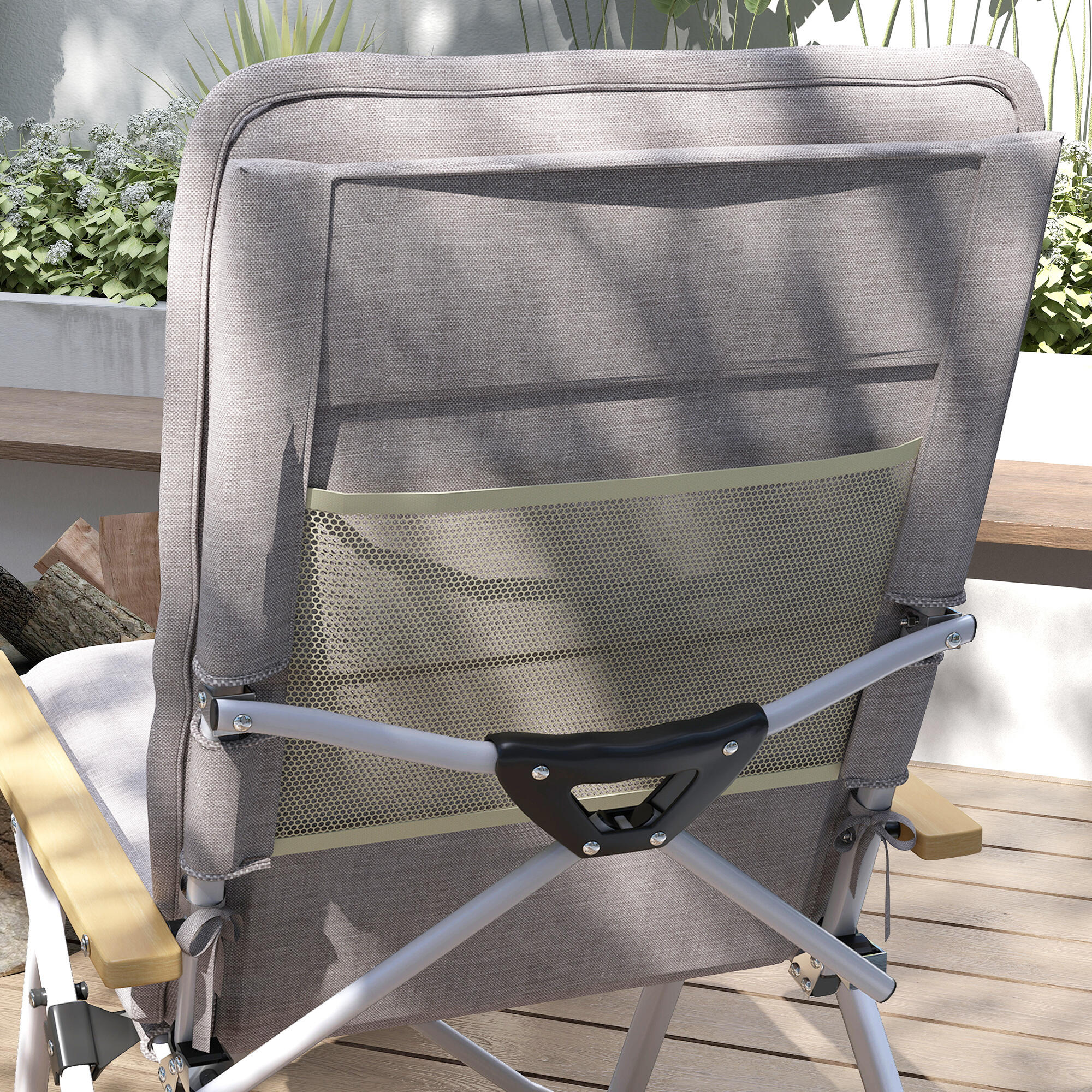 Sillas de Camping Outsunny 59x67x96 cm Gris Claro 5/7
