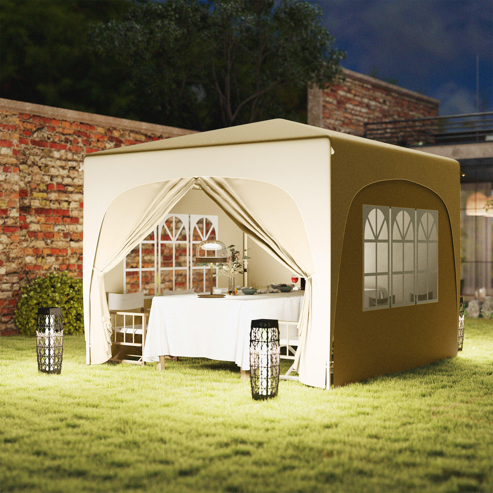 Tenda dobrável 300x300x273 cm cor de areia Outsunny 4/7