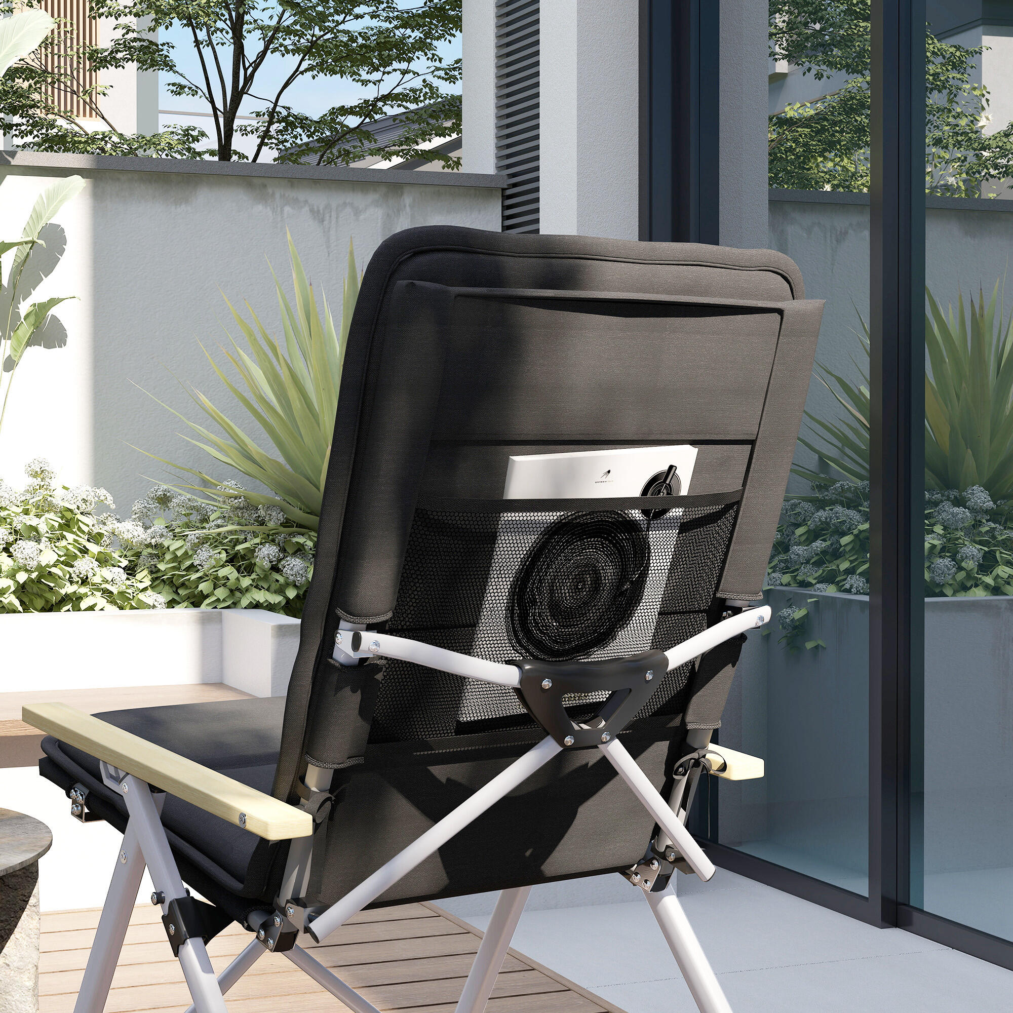 Cadeiras de campismo 59x67x96 cm preto Outsunny 5/7