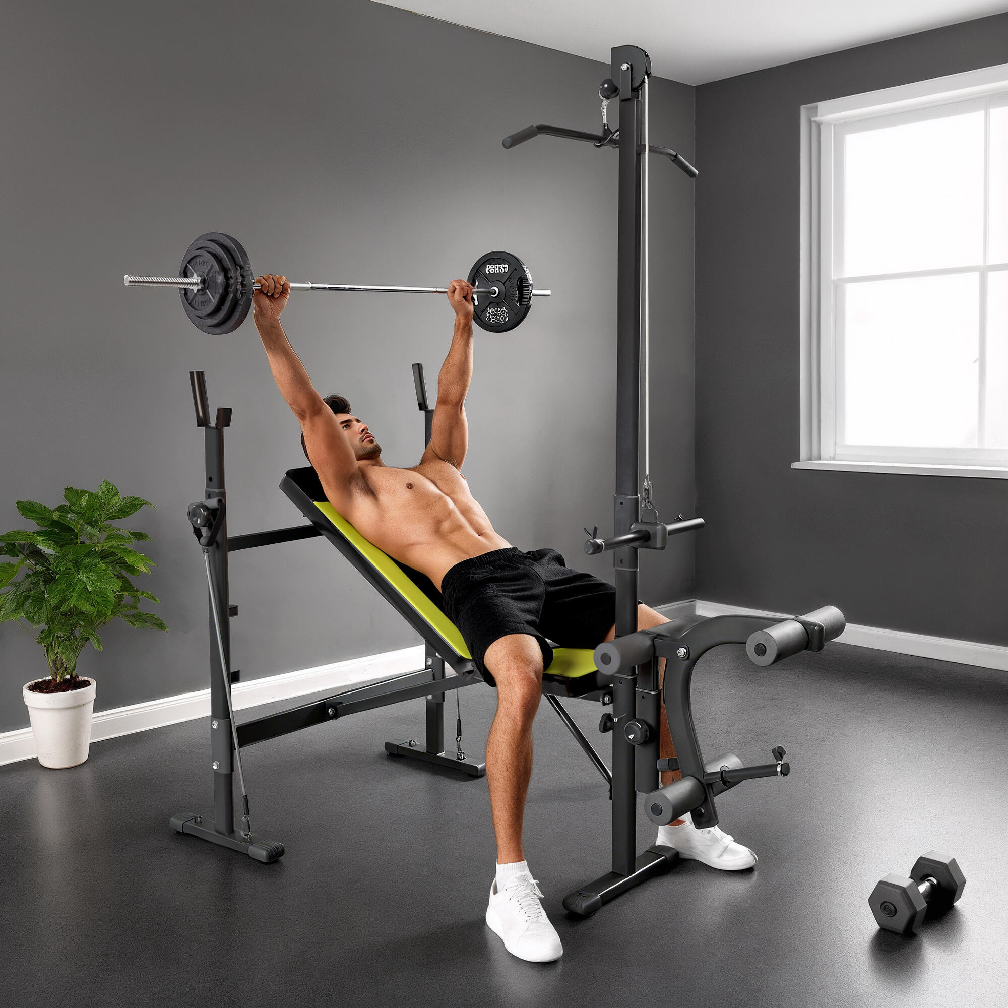 Banc de musculation pour des entraînements de fitness complets avec dossier 3/9