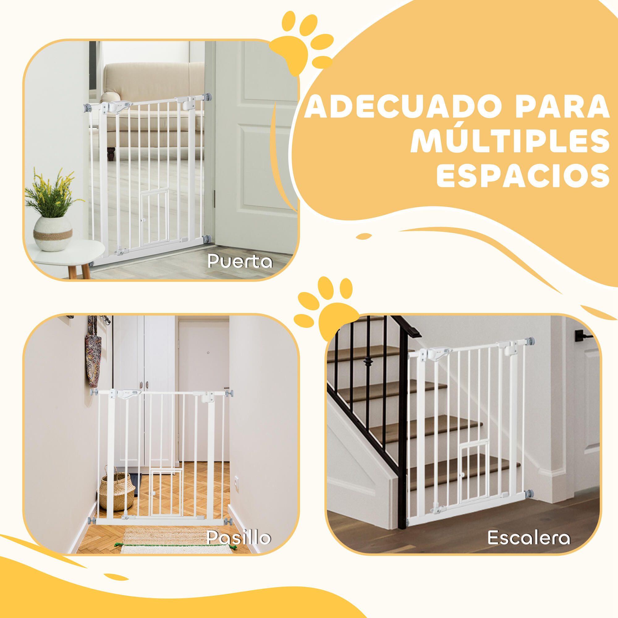 Barreira de Segurança para Cães PawHut 68x76,2 cm Branco 5/7