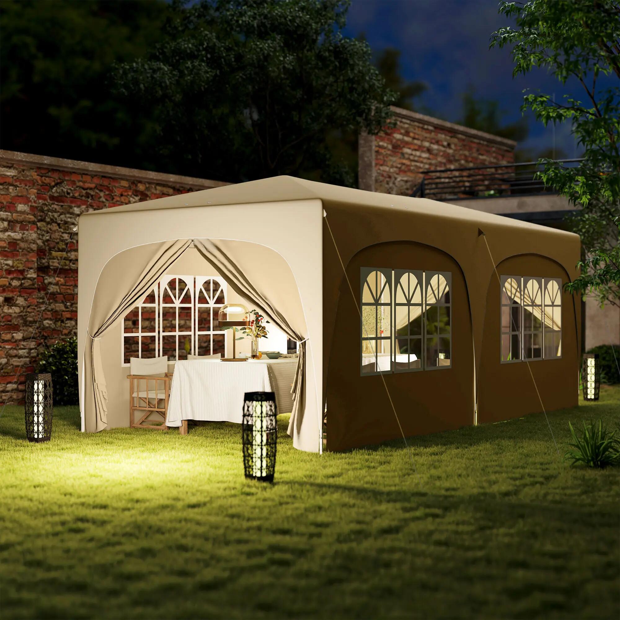 Tenda dobrável 597x300x270 cm cor de areia Outsunny 5/7