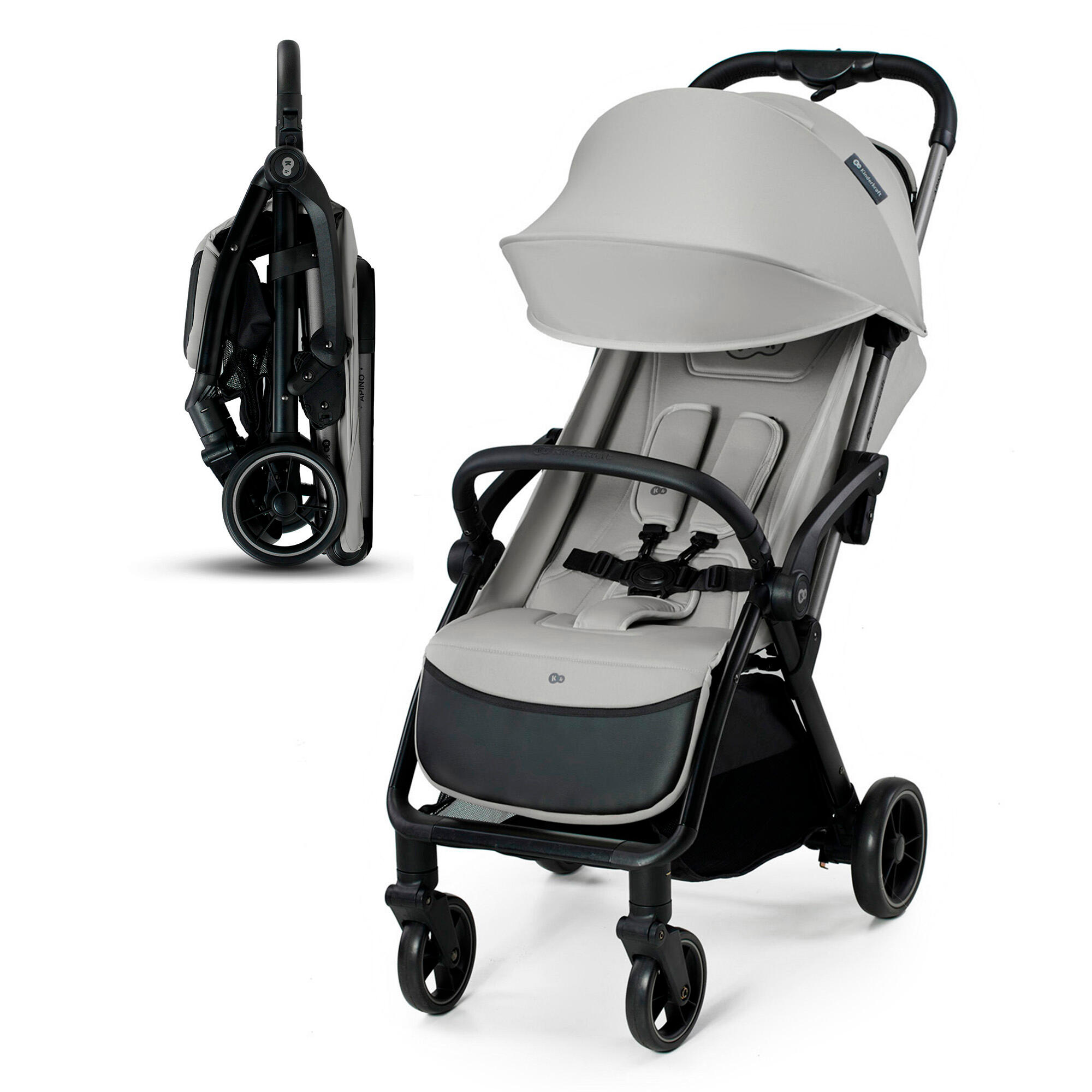 Carucior sport KINDERKRAFT Apino KSAPIN00GRY, 5 puncte, 0 luni+, gri-negru