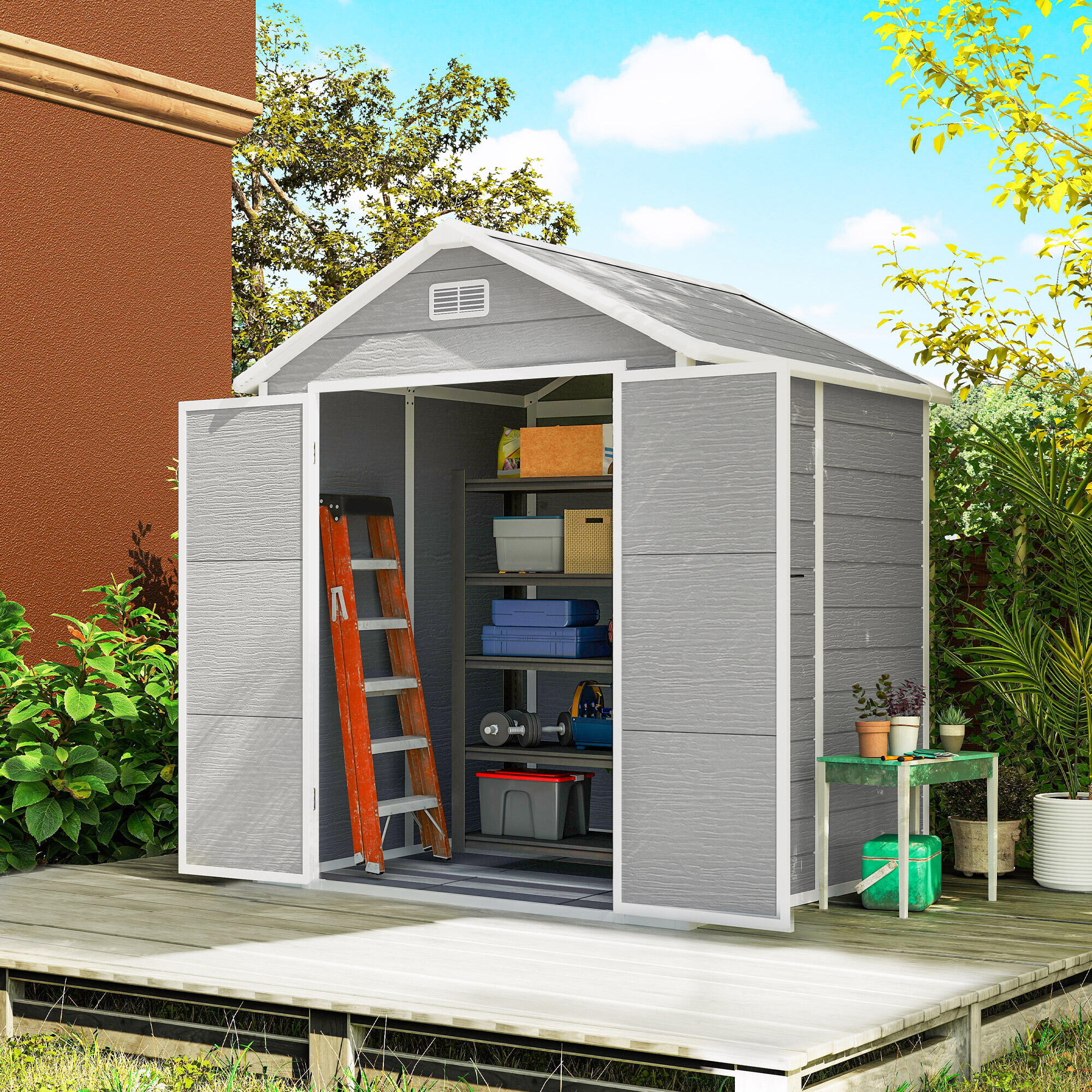 Abrigo 182x151x219 cm cinzento Outsunny 2/5