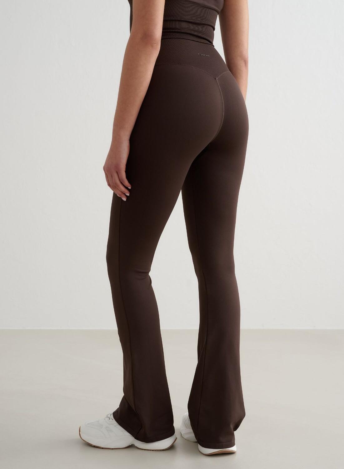 Femme Leggings Petite Évasé Sans Couture Chocolat 4/6