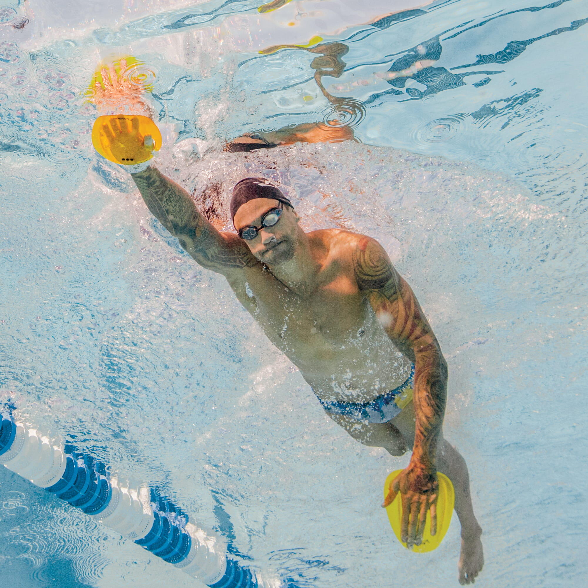 Pás de natação flutuantes sem borracha Finis Agility Amarelo 6/7