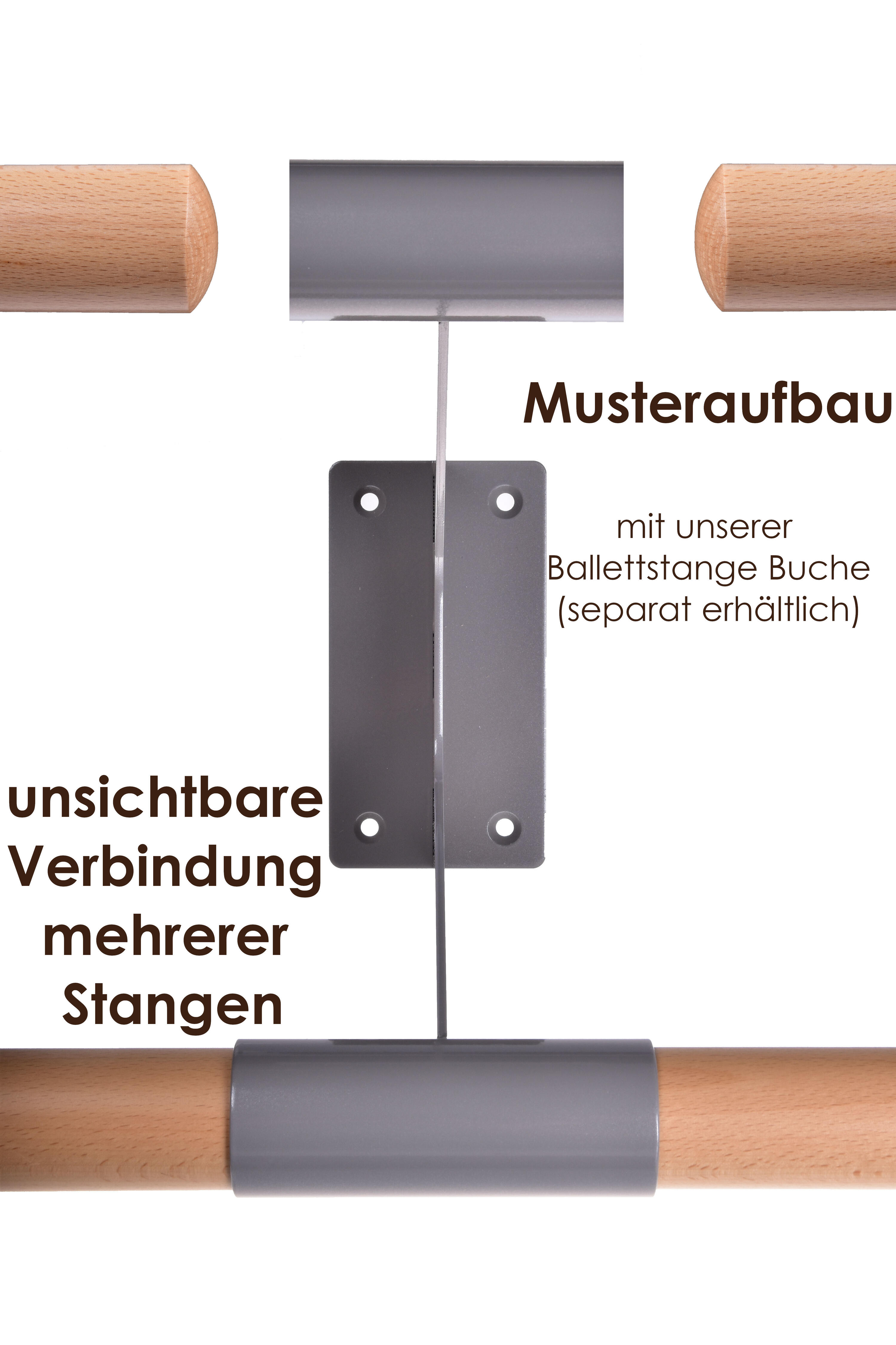 1 x Ballettstangehalter STUDIO DUO für doppelte Ballettstangenführung in grau 6/6