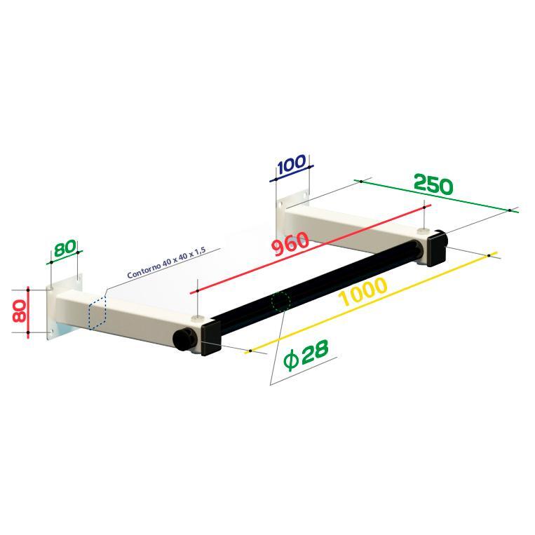 Barre de Traction Murale jusqu'à 150 kg SLIM2 SPEKTR 100*25 cm Blanc 2/2