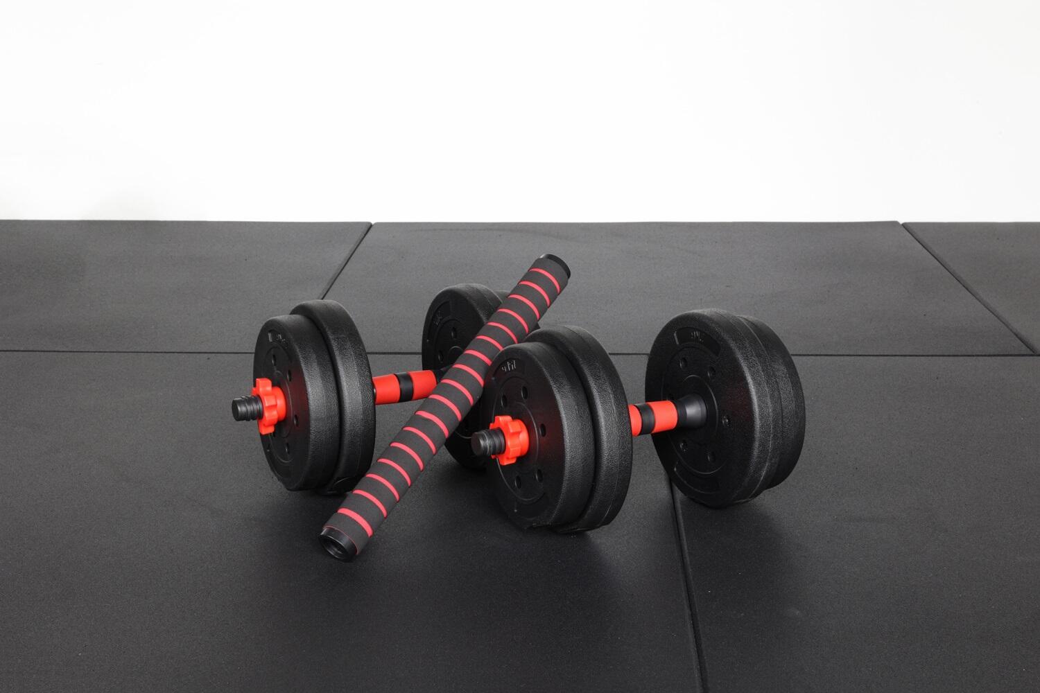 Dumbbell Set 15kg - Barre d'haltères avec poids - Barre de fitness - Noir 3/3