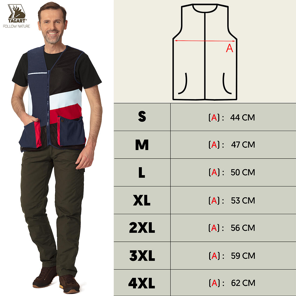 Gilet de tir pour homme Tagart Falcon marine en tissu élastique 2/4