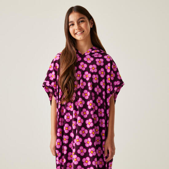 Kinder Poncho - Orla, pink/weiß