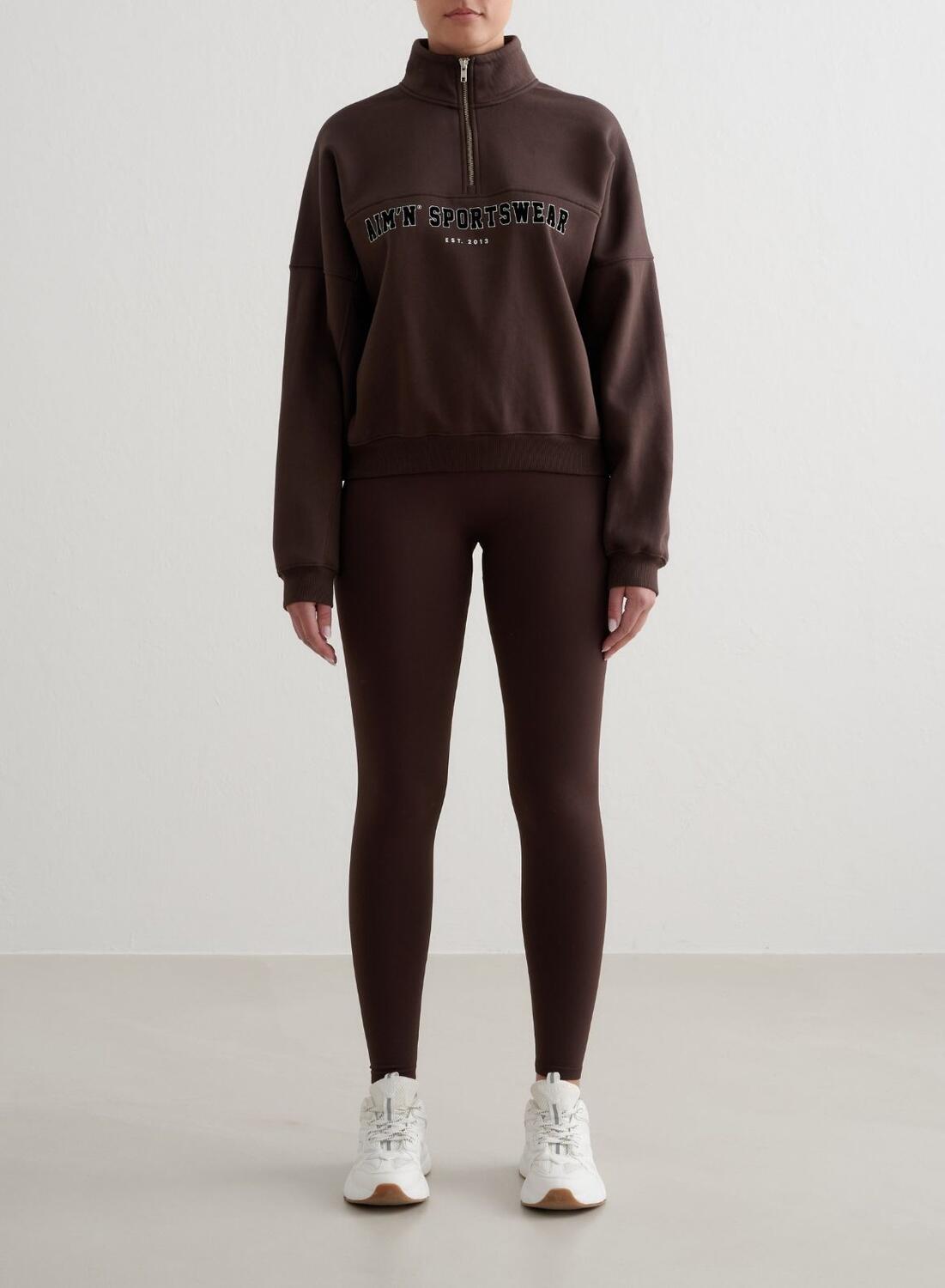 Femme Sweatshirt Demi-zip Varsity Chocolat 3/6