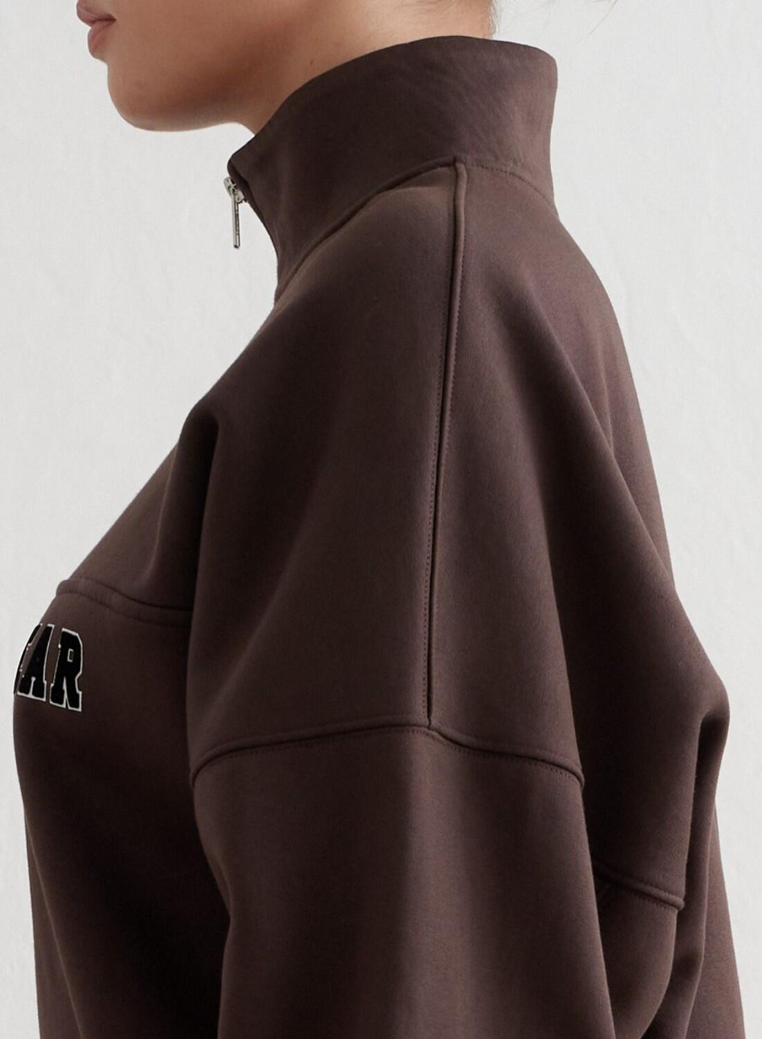 Femme Sweatshirt Demi-zip Varsity Chocolat 6/6