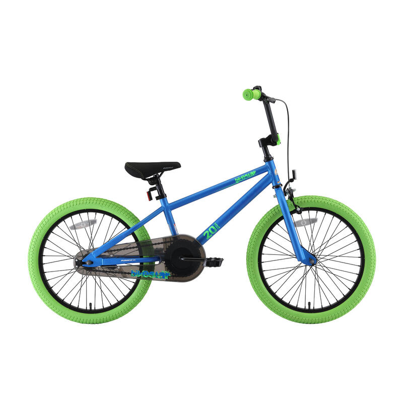 BIKESTAR Vélo Enfant 20 Pouces BMX - Freins V-Brake Et Rétropédalage, Cadre Acier, Bleu Et Vert