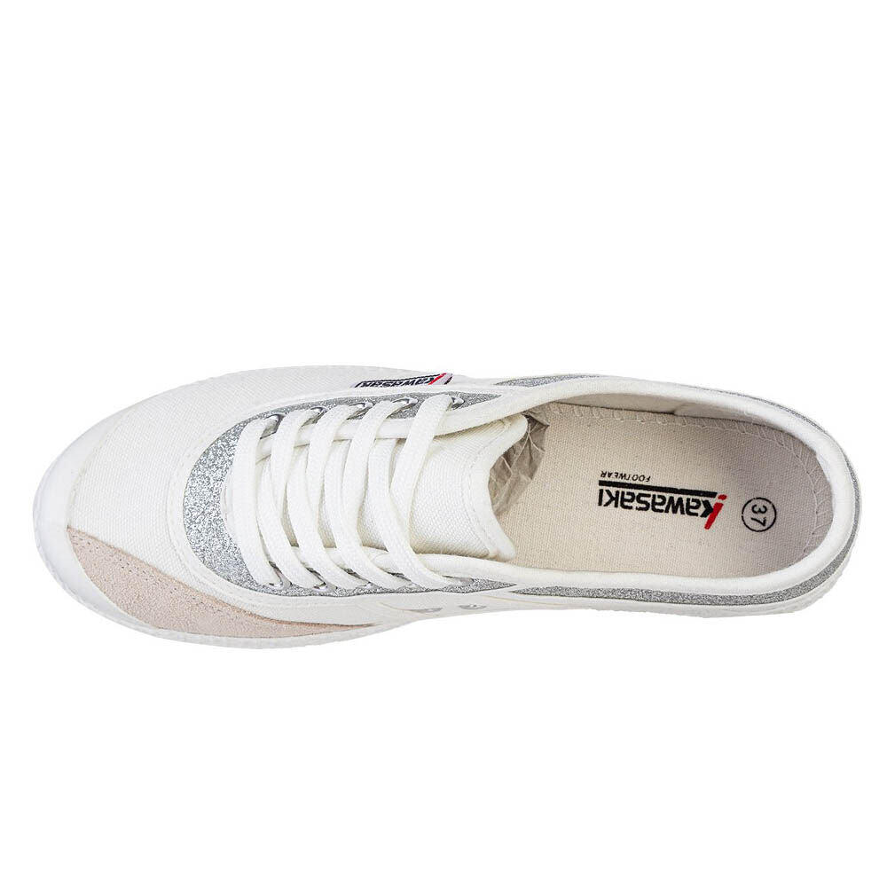 Kawasaki Glitter Canvas Shoe K194522 8889 Silver 4/5