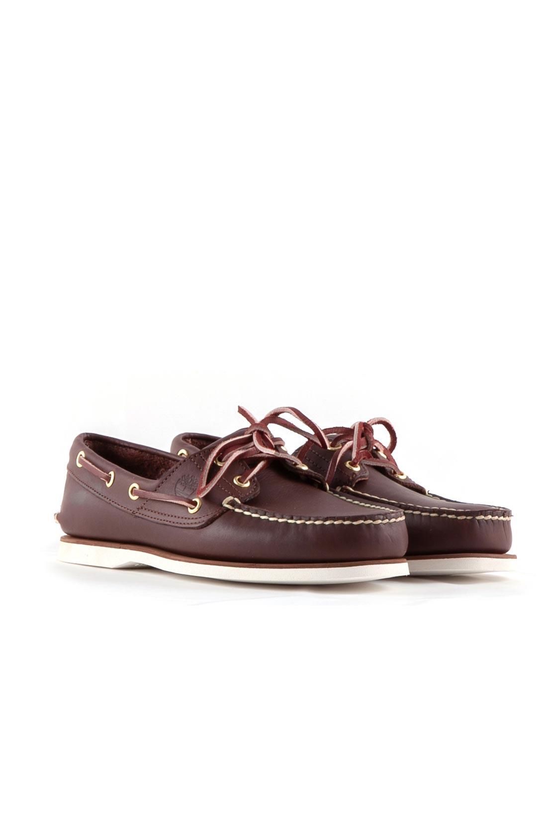 Scarpe da barca uomo 2-eye in pelle marrone 3/7