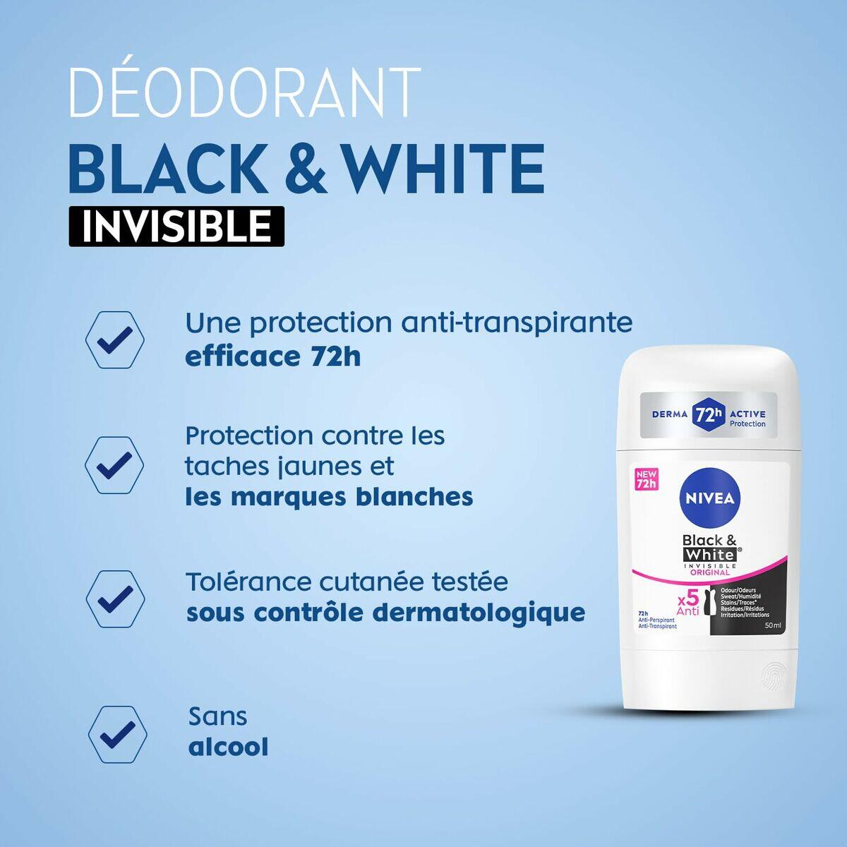 Desodorante en Stick NIVEA INVISIBLE BLACK & WHITE 50 ml 3/4