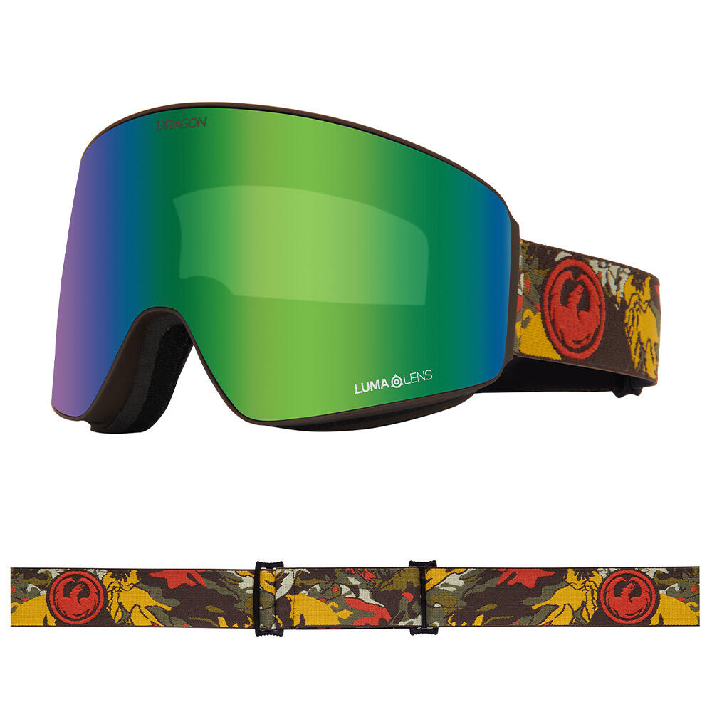 PXV Unisex Skibrille - Leafy Camo/LL Green Ionized & LL Violet 2/7