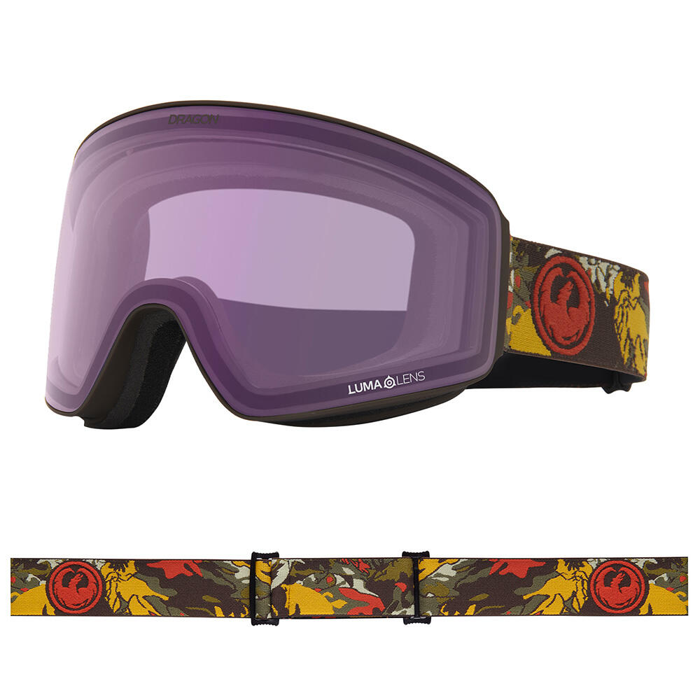 PXV Unisex Skibrille - Leafy Camo/LL Green Ionized & LL Violet 6/7