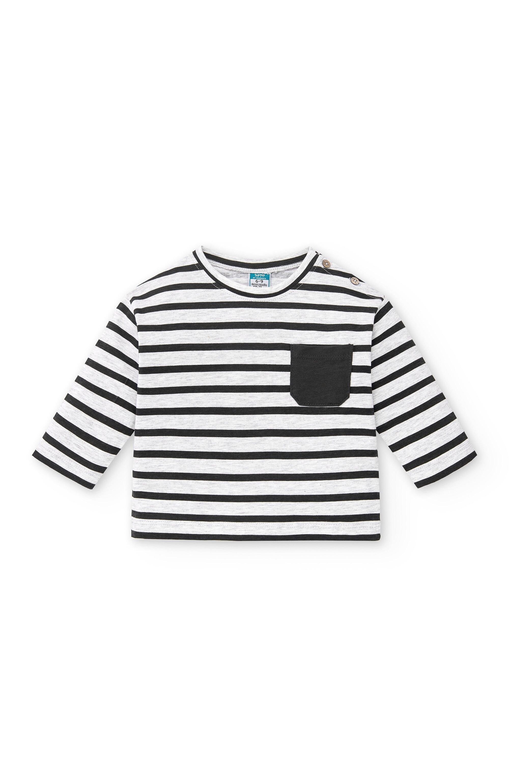 Camiseta infantil masculina listrada de manga comprida na cor antracite com 2/5