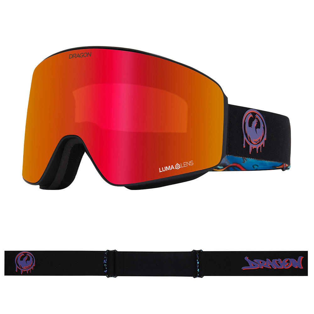 Dragon - Pxv Lunettes De Ski Unisexes - Rattled/ll Red Ionized & Ll Amber - Masque De Ski - Noir|orange|rouge - Taille Unique - Decathlon