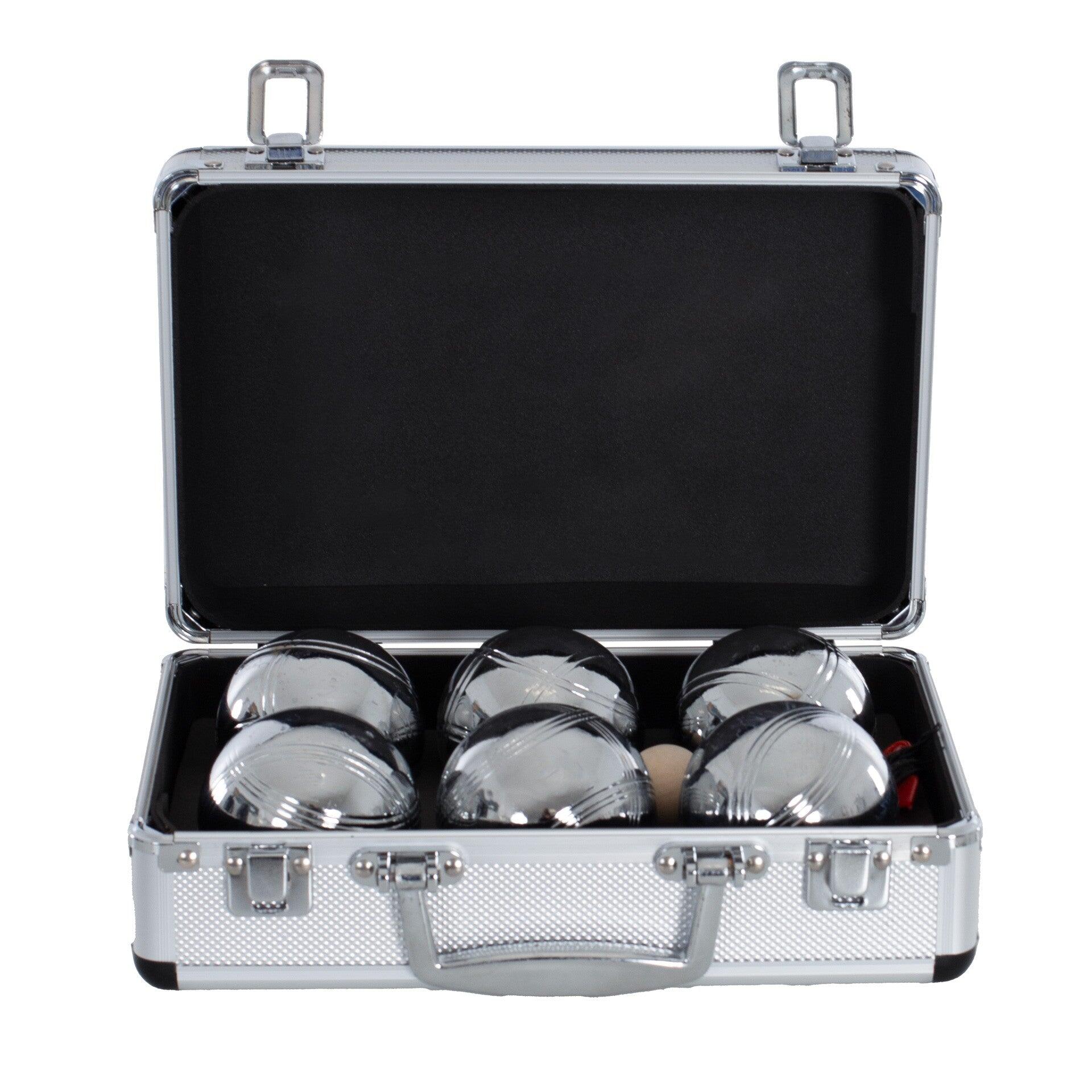 Set petanque 6 bile din oțel cromat cu carcasă