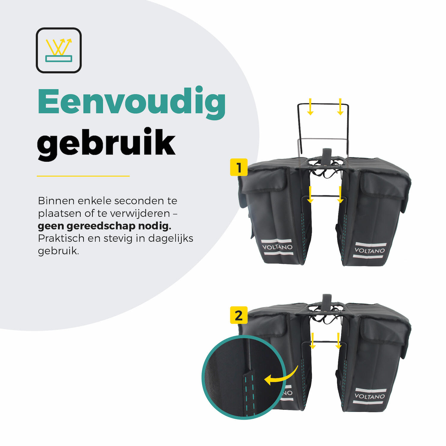 Voltano Afstandhouder Voor Dubbele Fietstas - Tas Niet Meer In Spaken - Zwart 4/5