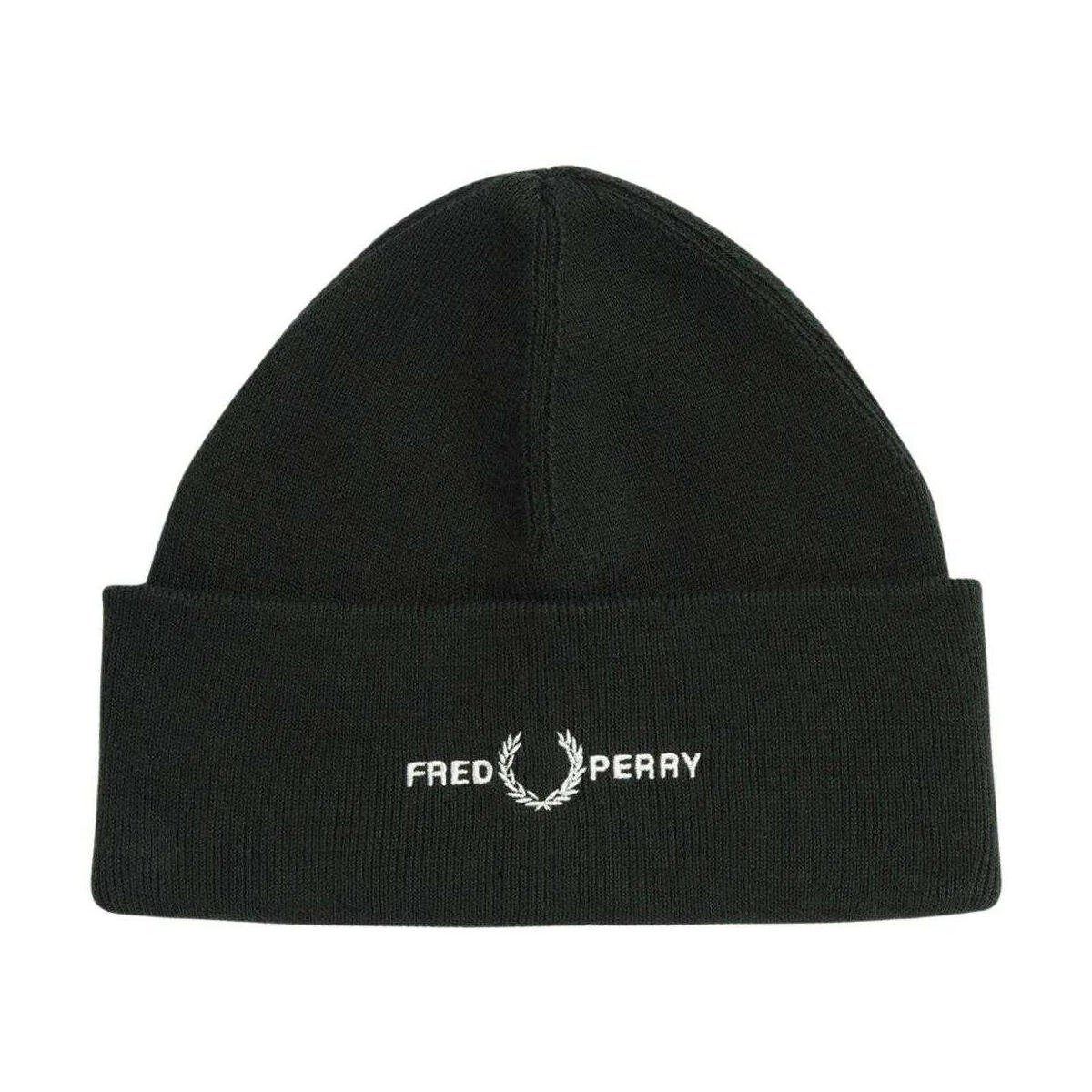 Unisex Adult Graphic Logo Beanie (Dark Green) FRED PERRY