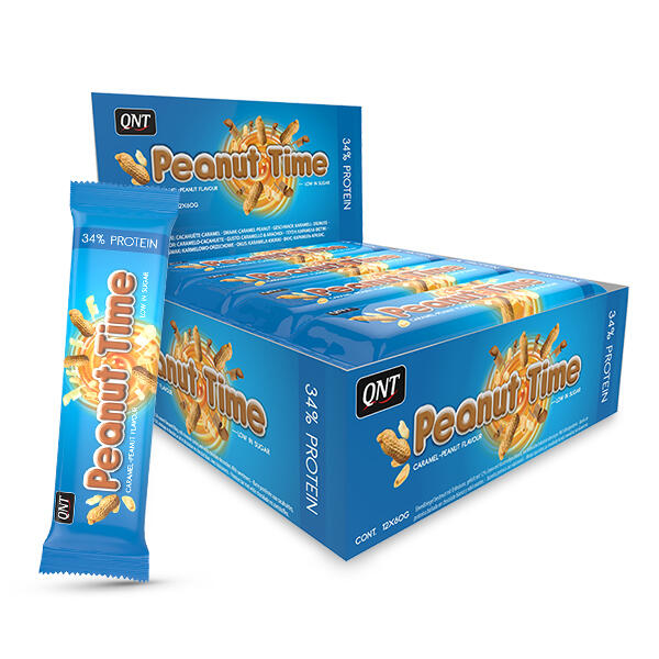 QNT PEANUT TIME BAR - 34% baixo teor de açúcar - Amendoins com caramelo - 12 x 60g