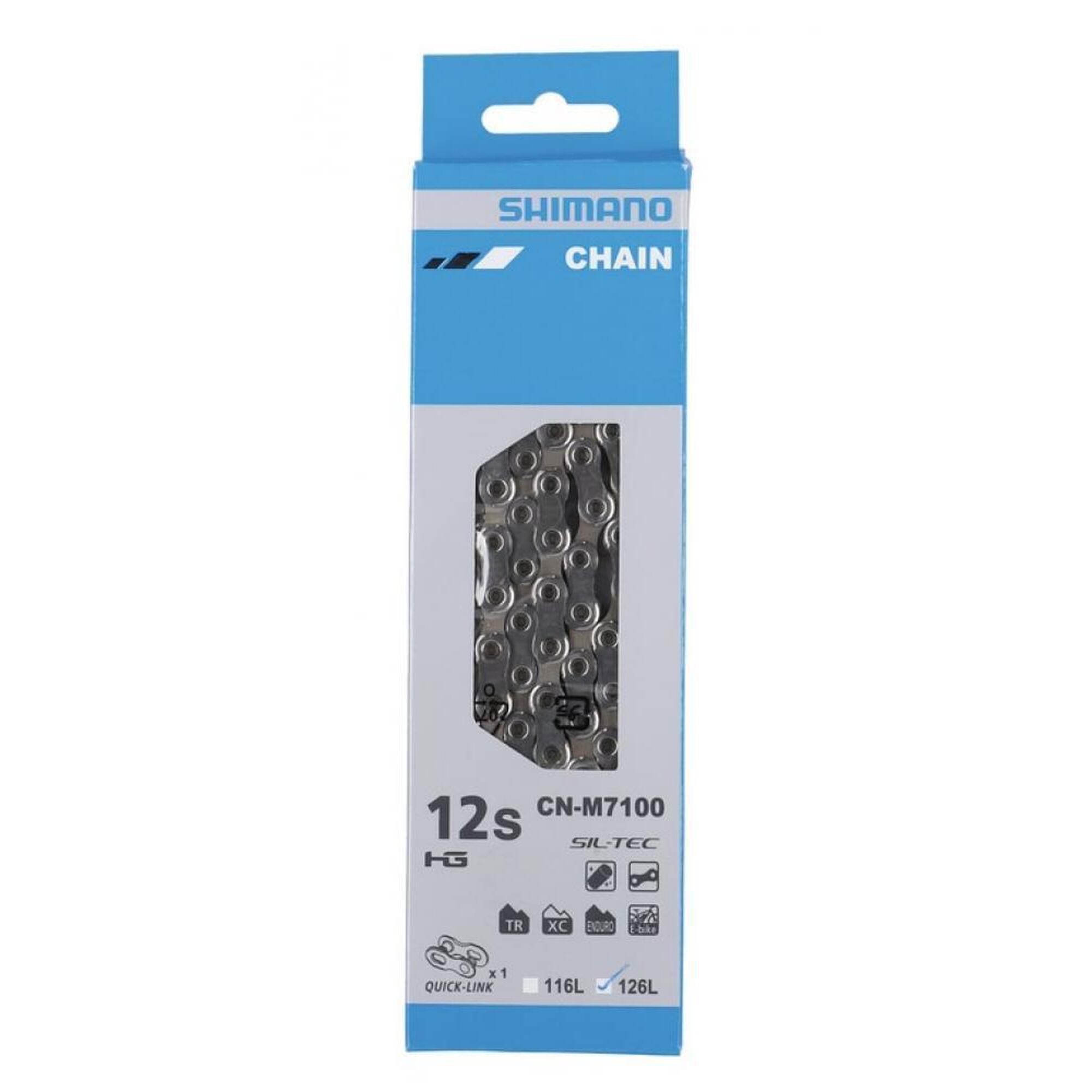 Chaîne vélo Shimano SLX CN-M7100 12V web only      2571€     SHIMANO Chaîne vélo Shimano SLX CN-M7100 12VVendu exclusivement en ligne   