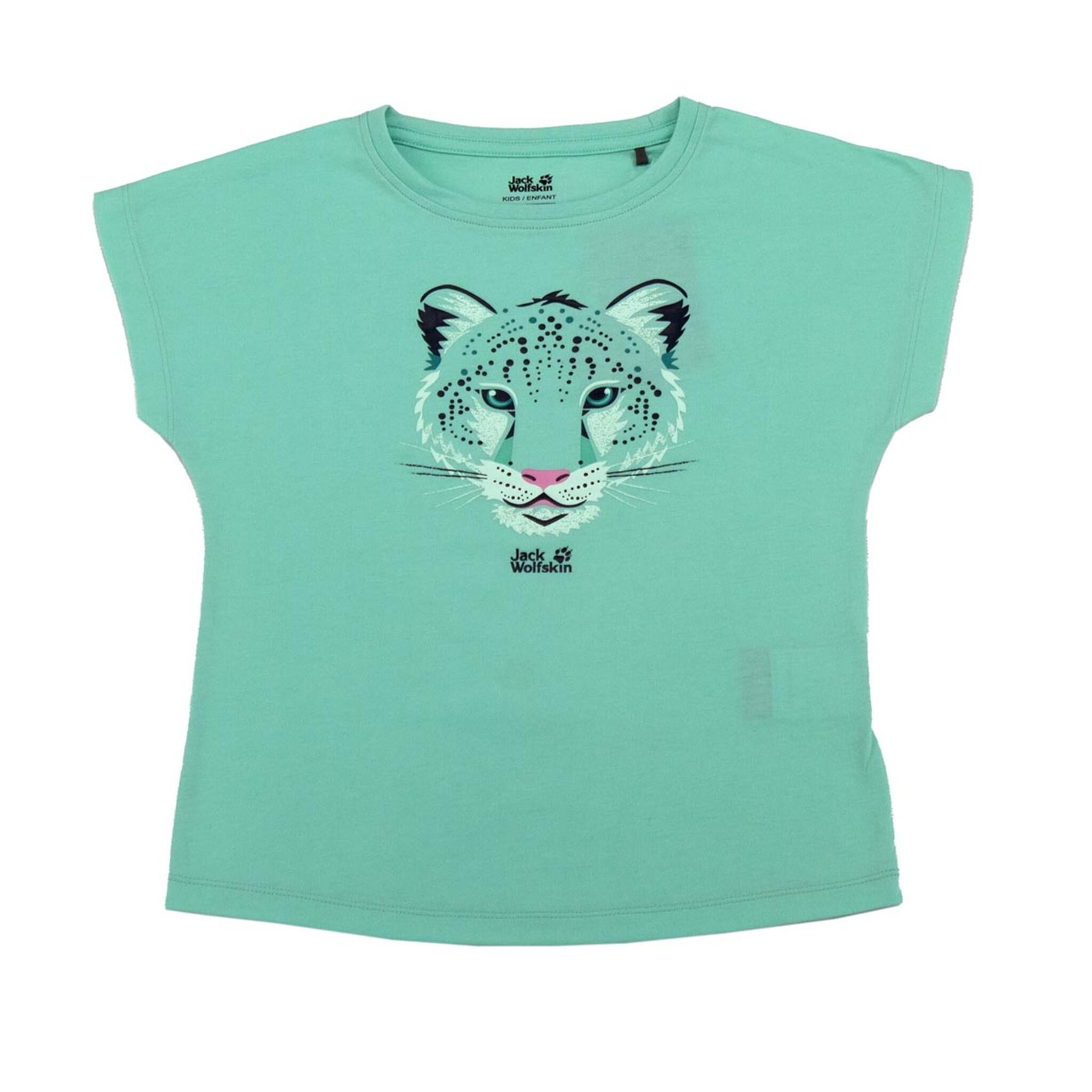 JACK WOLFSKIN Shirt Leopard Tee Girls Baumwolle Mädchen in Grün