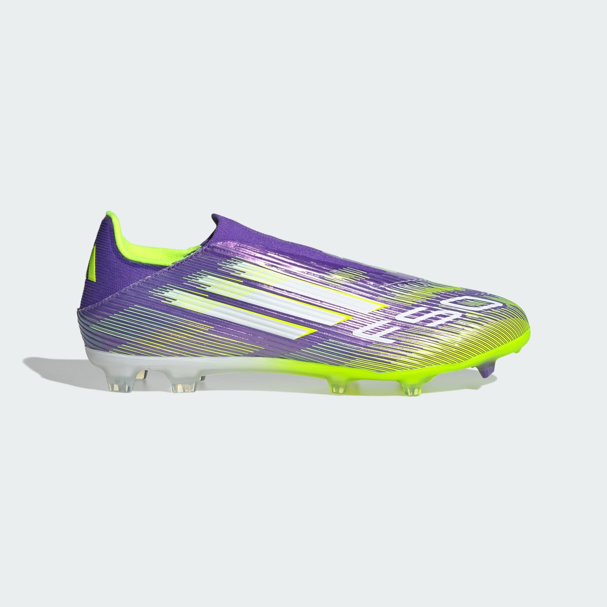 Adidas - Chaussure Sans Lacets F50 League Terrain Souple/multi-surfaces - Chaussures De Football - Blanc|jaune|violet - 40,5 - Decathlon
