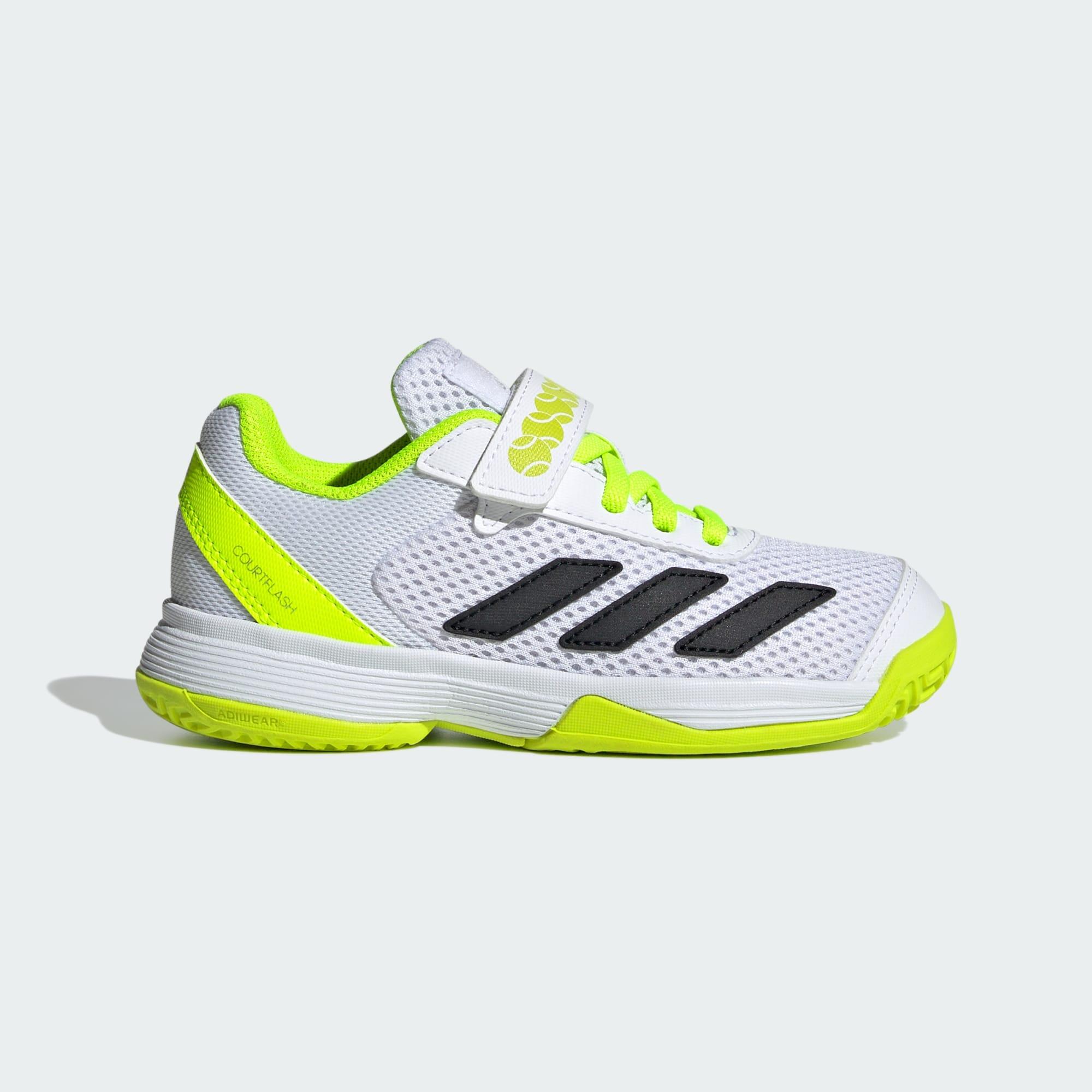 Adidas - Chaussure De Tennis À Scratch Courtflash Enfants - Chaussures De Sport - Blanc|jaune|noir - Decathlon