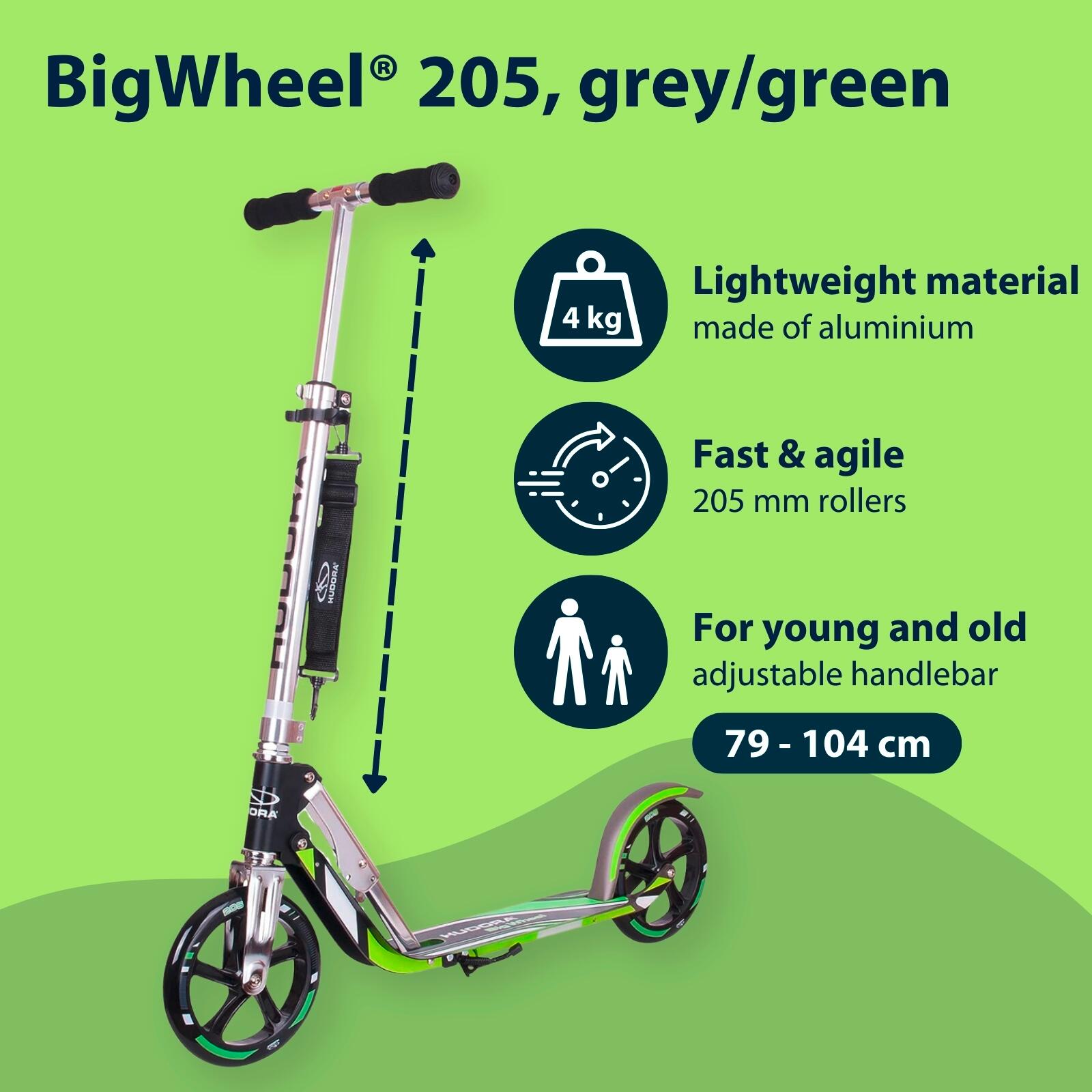 Scooter BigWheel® 205 Tretroller höhenverstellbar, grey and green 2/7