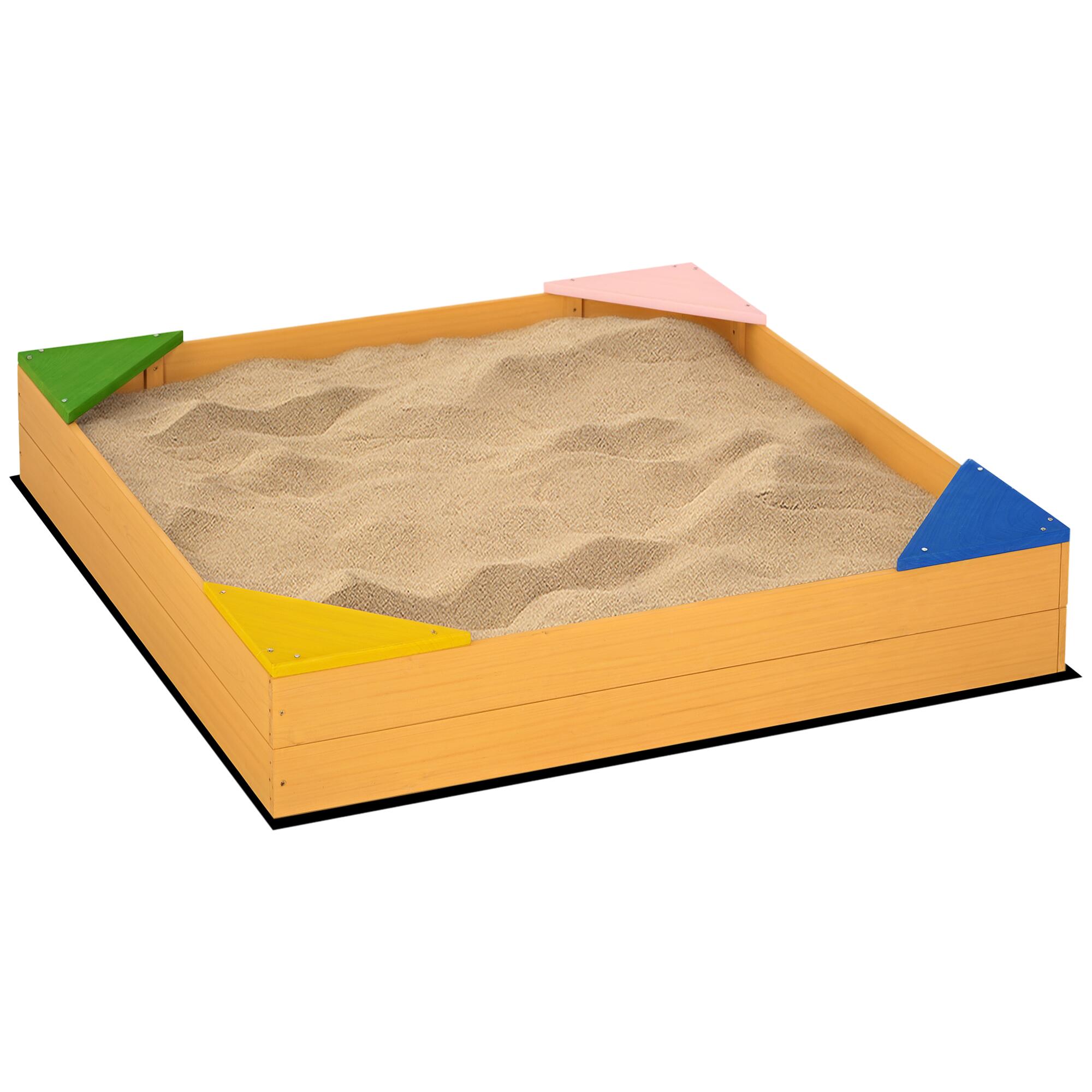 OUTSUNNY Caixa de areia para criança 109x109x19.8 cm cor de madeira natural Outsunny