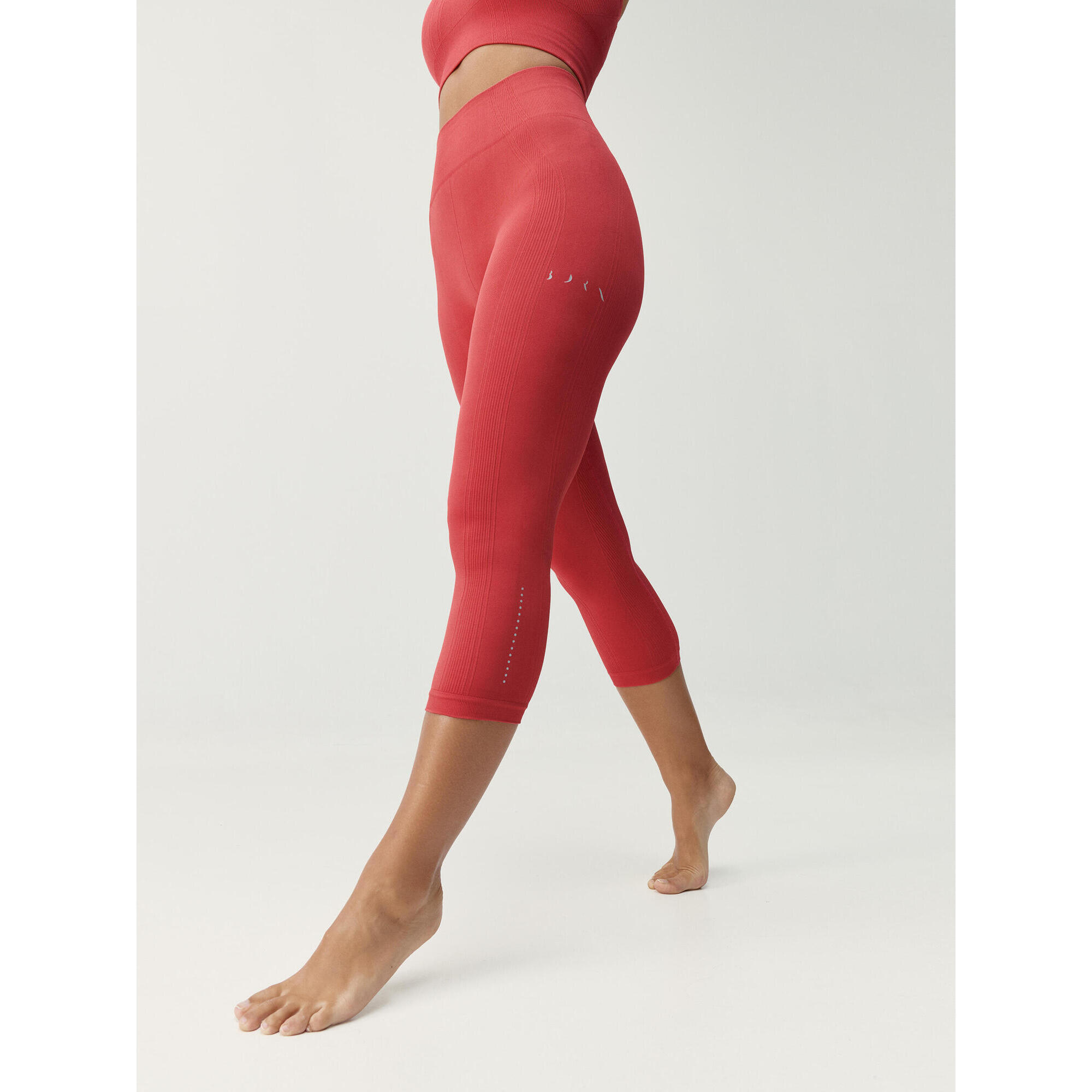 Born Living Yoga - Legging Femme Sans Coutures Longueur Capri - Legging - Orange|rouge - Decathlon