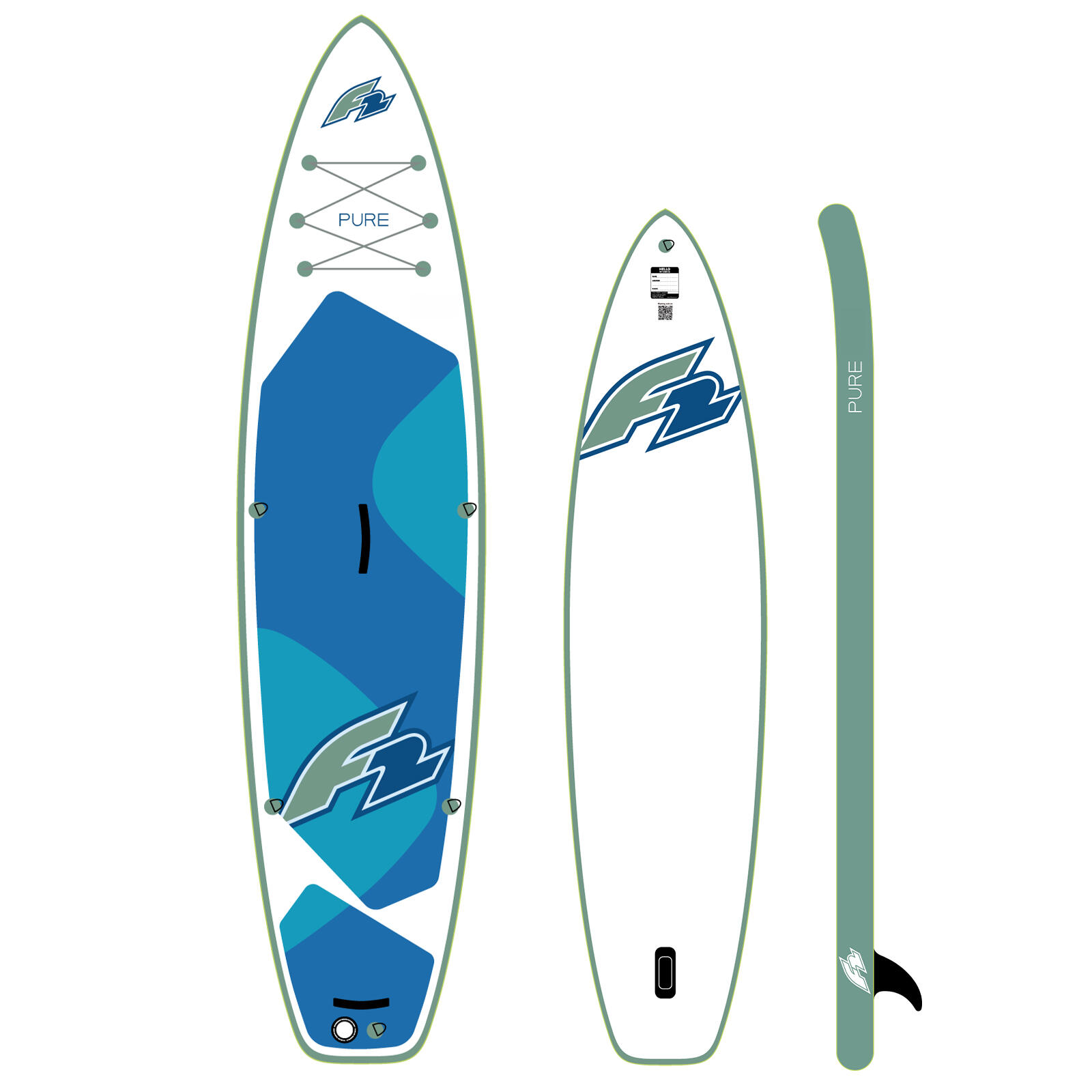 F2 Set Stand Up Paddle Board Pure Weiss 11,6 + Basic Zubehör Paket 2/7