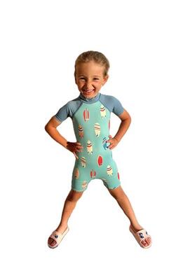 Muta corta in neoprene da 2 mm per bambini. taglio pantaloncini. Verde