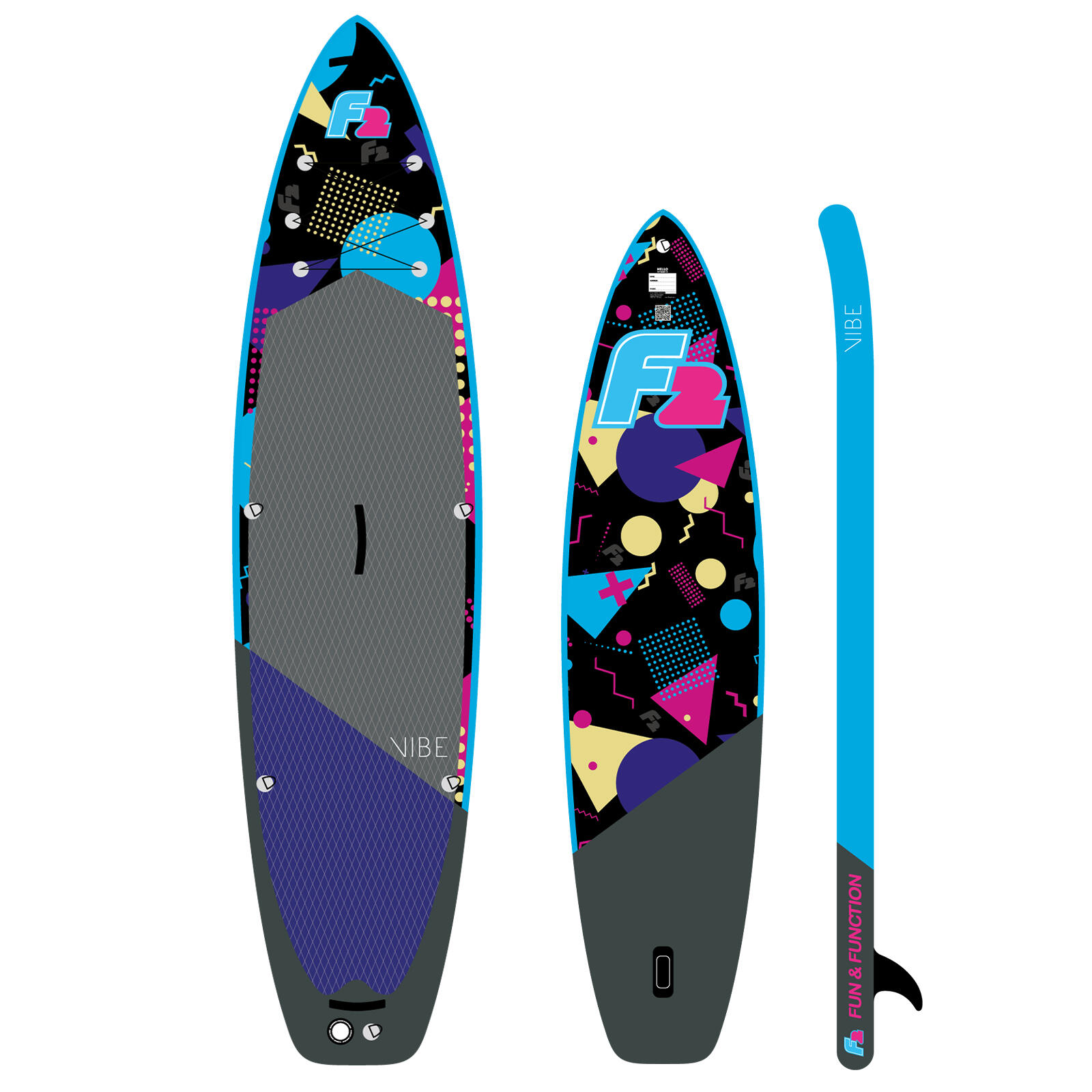 F2  SUP Stand Up Paddle Board Retro Vibe 90s Allover Damen 350cm 11,5 Multicolor 2/4
