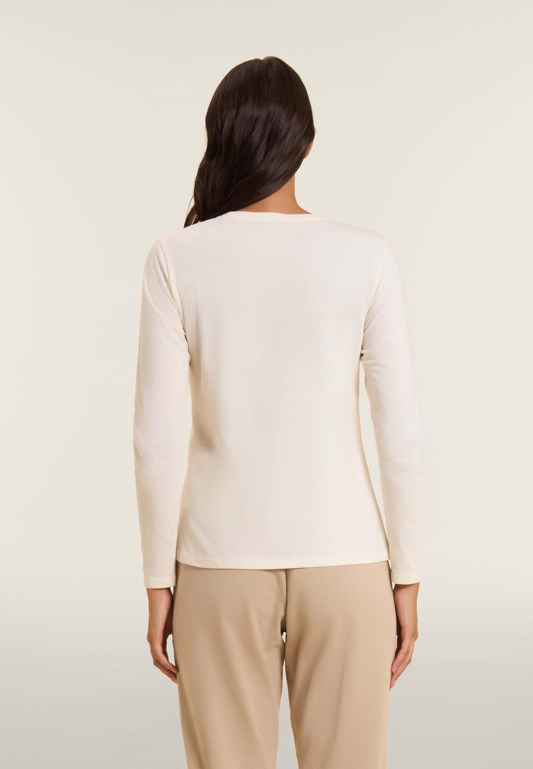T-shirt donna a manica lunga con banda logata sulle spalle 3/4