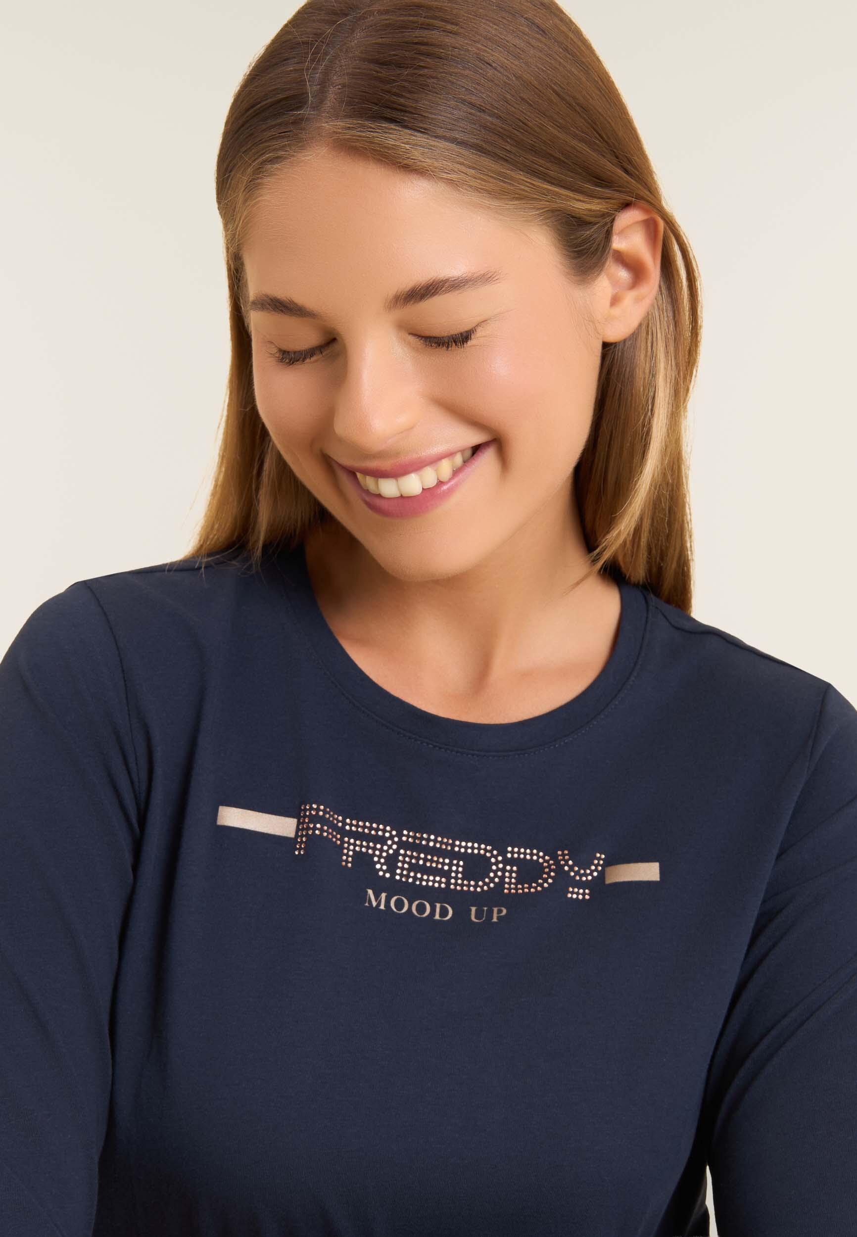 Camiseta para mujer de manga larga con bajo redondeado 4/4