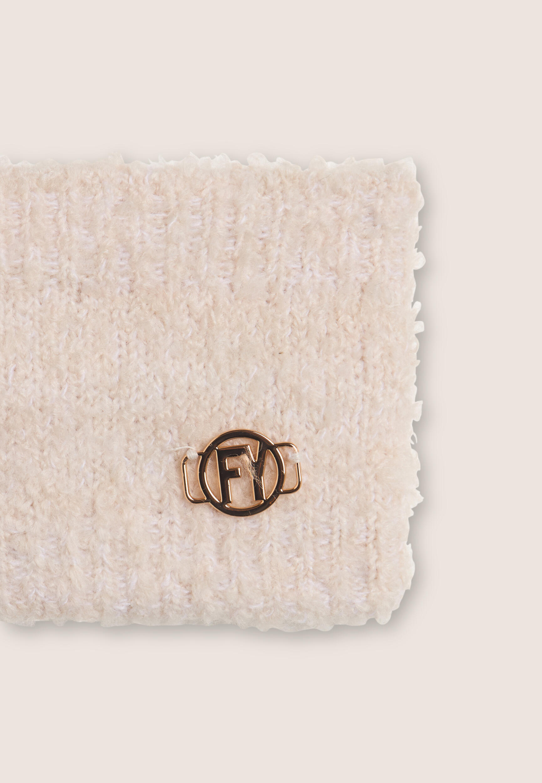 Fascia per capelli bouclé con logo dorato FY 3/3