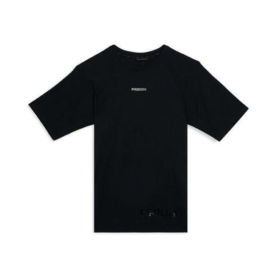 T-shirt de coupe ajustée avec imprimé brillant sur le devant