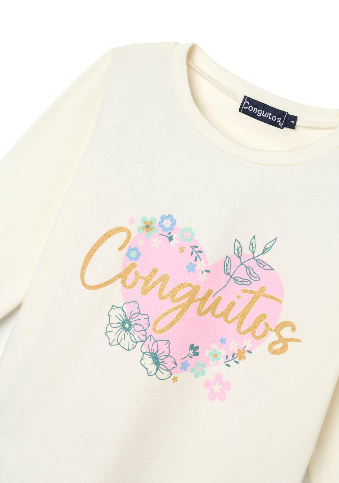 Camiseta Niña Manga Larga Con Estampado Frontal 2/5