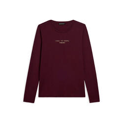 T-shirt pour femmes à manches longues, bande avec logo sur les épaules