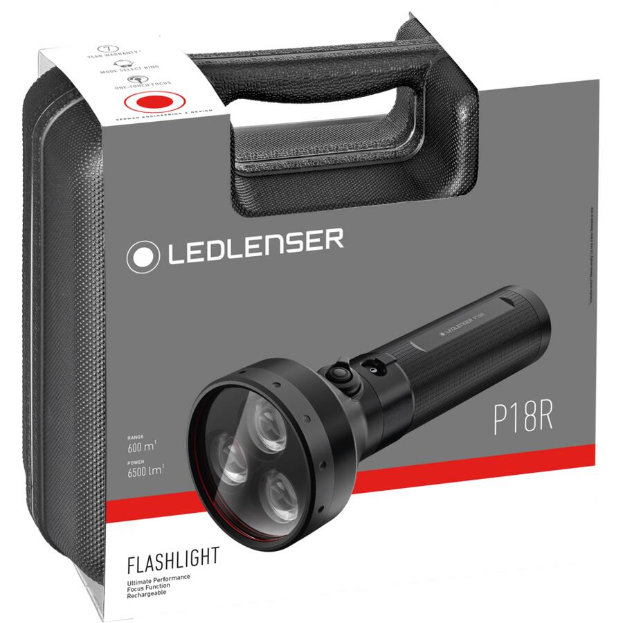 Lampe torche LED rechargeable – 6500 lm, IP68, portée 600 m, USB-C – P18R 2/7